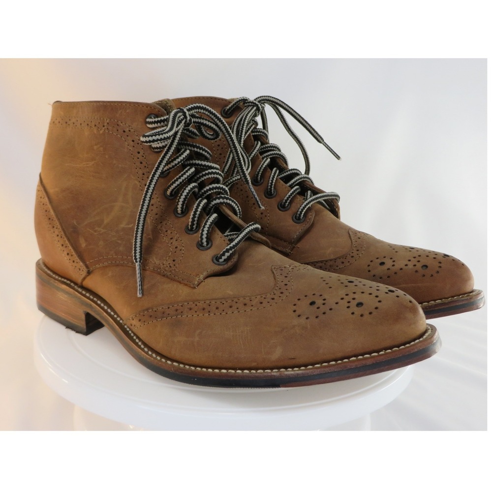 Carreta Boots Mens Wingtip Brogue Ankle Boots Tan Brown Leather Size 10 Mexico